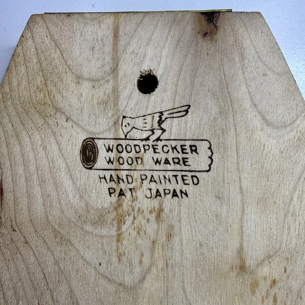 Vintage 1950s Woodpecker Wood Ware Wooden Hamburger Patty Press Rooster Japan